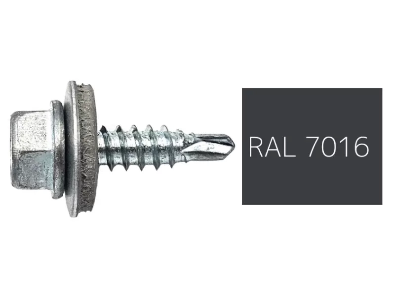Hatlapfejű önfúró csavar EPDM alátéttel 4,8x19mm RAL7016 (antracit)