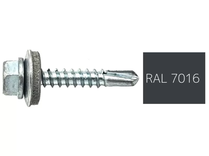 Hatlapfejű önfúró lemezcsavar EPDM alátéttel 4,8x19mm RAL7016 (antracit)