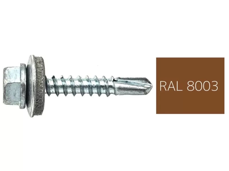 Hatlapfejű önfúró csavar EPDM alátéttel 4,8x19mm RAL8003 (barna)