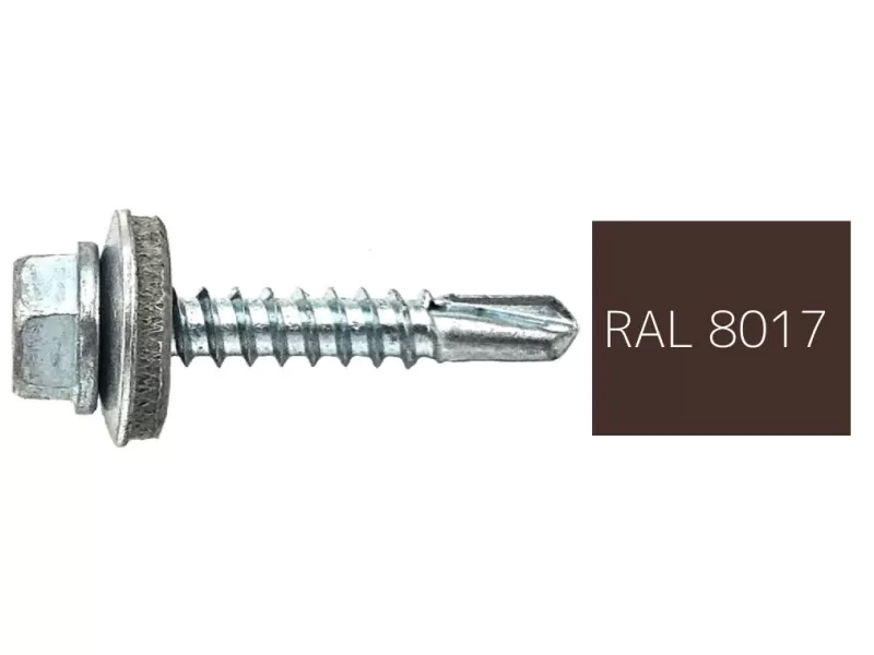 Hatlapfejű önfúró csavar EPDM alátéttel 4,8x19mm RAL8017 (csokoládébarna)