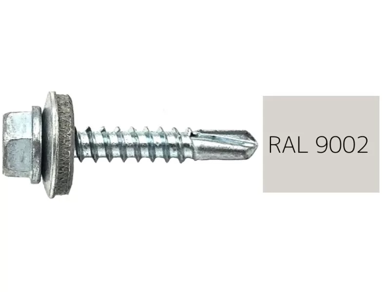 Hatlapfejű önfúró csavar EPDM alátéttel 4,8x19mm RAL9002 (fehér)