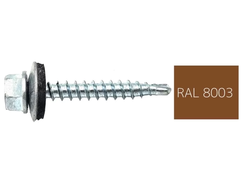 RAL8003 Agyagbarna hatlapfejű önfúró csavar fához fém/EPDM alá. 4,8x35 (250db)