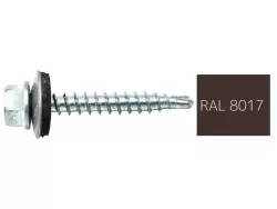 Hat-lapfejű fűzőcsavar EPDM alátéttel 4,8x35mm RAL8017 (csokibarna)