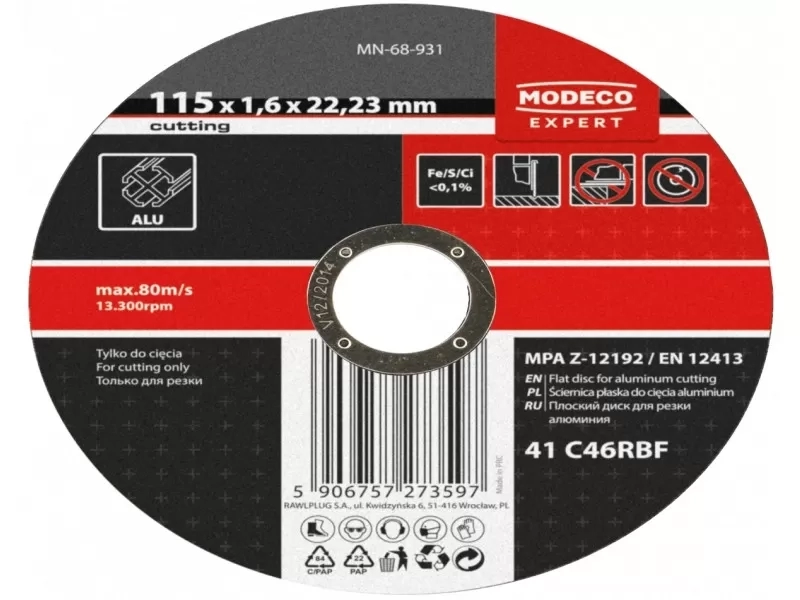 Vágótárcsa aluminium vágásához 125x1.6x22 mm