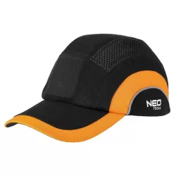 MUNKAVÉDELMI BASEBALL SAPKA, MEREVÍTETTL, FEKETE ÉS NARANCSSÁRGA, CE, NEO
