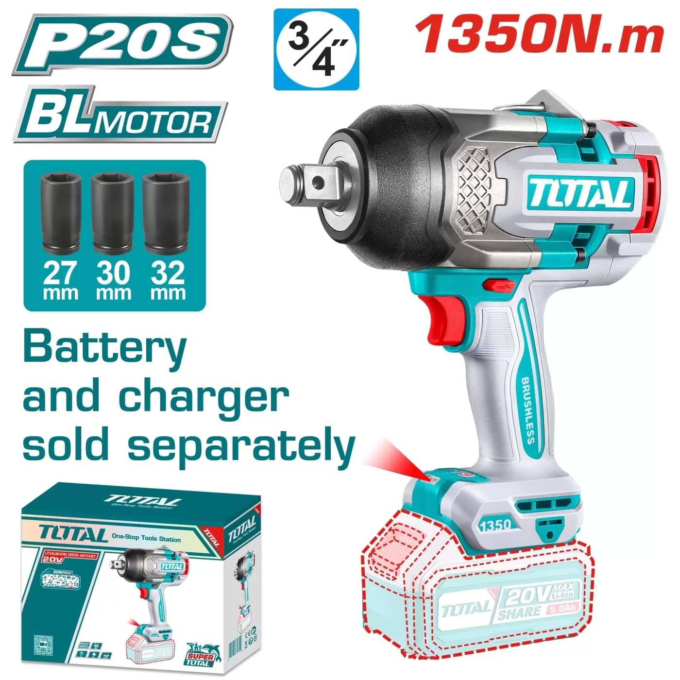 Li-ion akkus ütvecsavarozó 1350Nm/3/4″/ INDUSTRIAL (Nincs akkumulátor)
