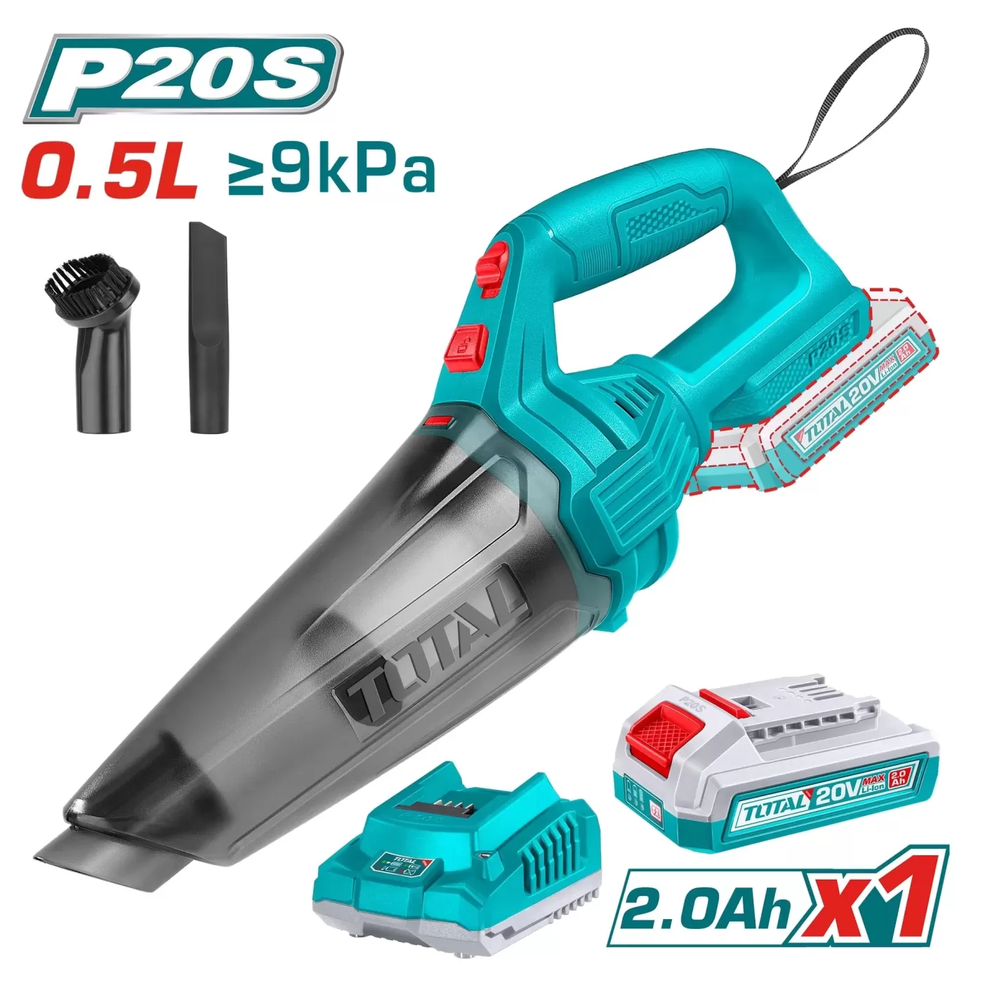 Akkus morzsaporszívó 0,5L / P20S (SET Akkumulátor 1x2Ah, Töltő)