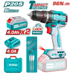 Kompakt kefe nélküli fúrógép 2000prm/96Nm/P20S/ INDUSTRIAL (SET Akkumulátor 2x2Ah, Töltő, Koffer)