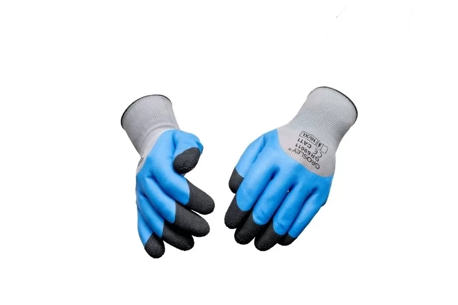 GROSLEY Megerősített poliészter kesztyű Latex bevonattal 10/XL