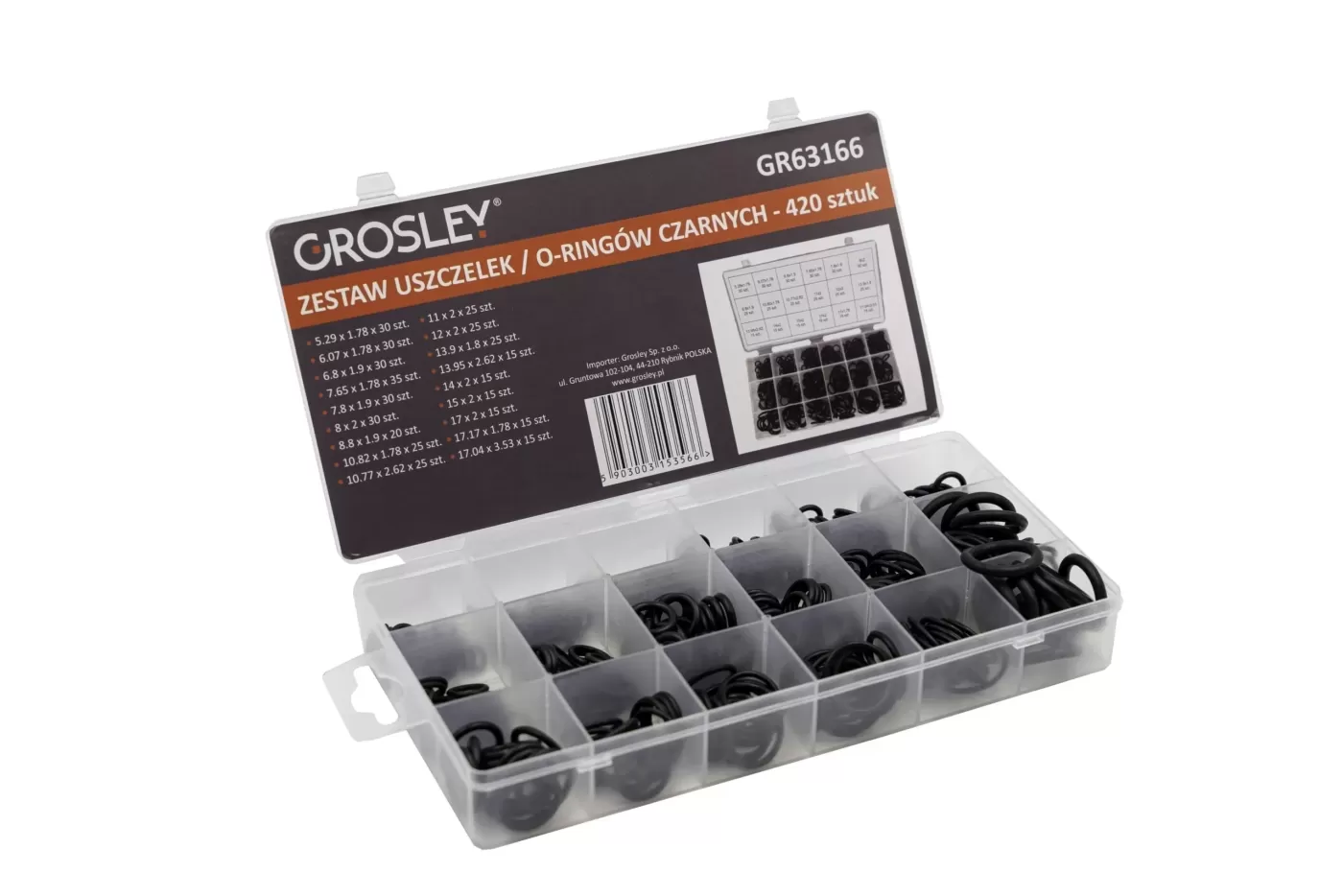 GROSLEY Fekete tömítés | O-gyűrű készlet – 420 db