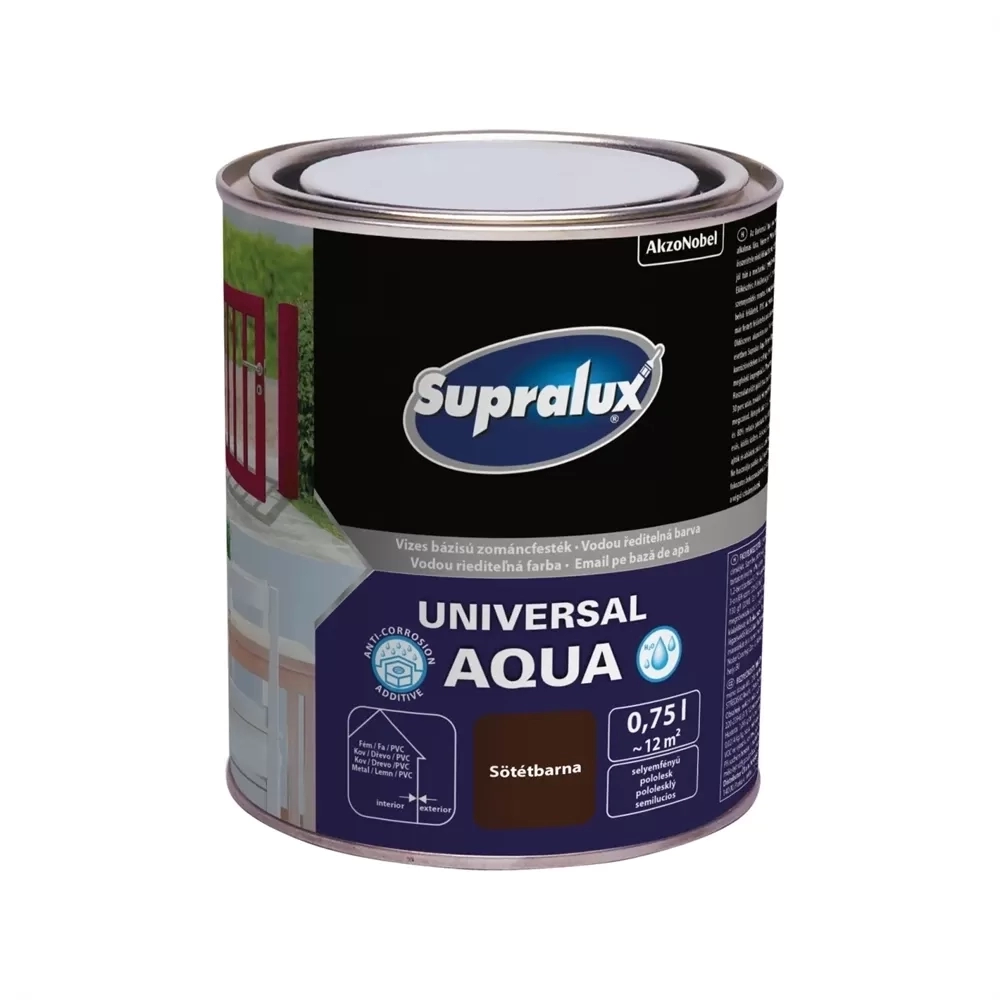 Supralux Universal Aqua selyemfényű zománcfesték SÖTÉTBARNA 750ml