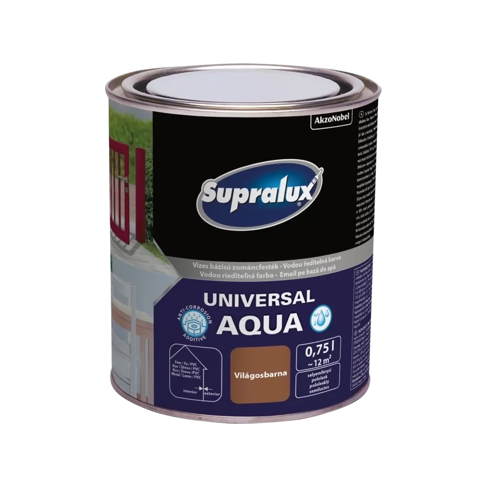 Supralux Universal Aqua selyemfényű zománcfesték VILÁGOSBARNA RAL8024 750ml