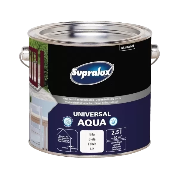 Supralux Universal Aqua selyemfényű zománcfesték FEHÉR 2,5L